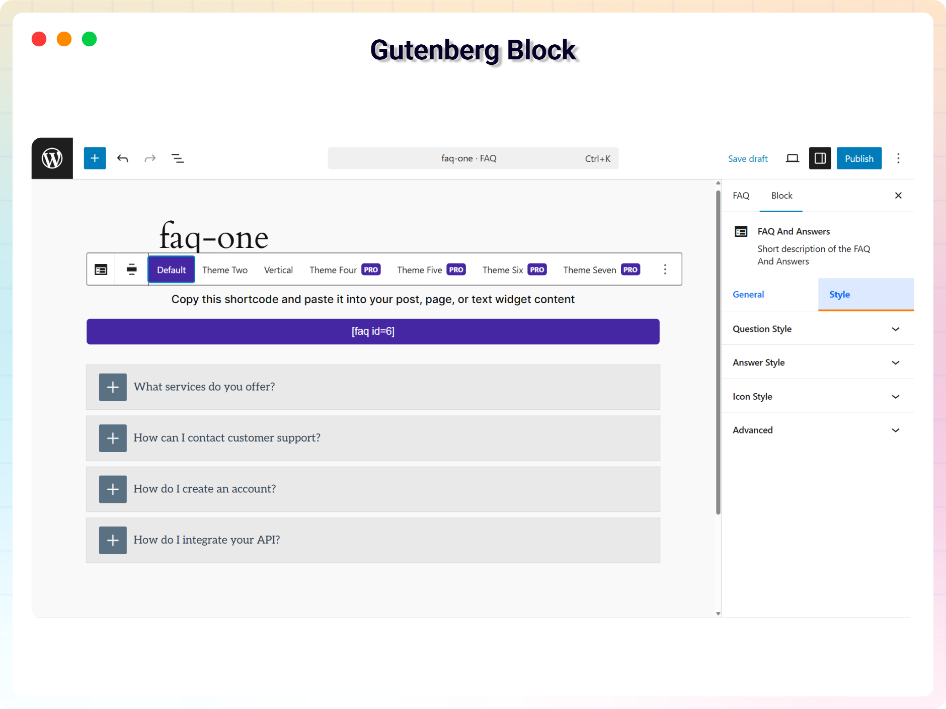Add New FAQ (ShortCode)