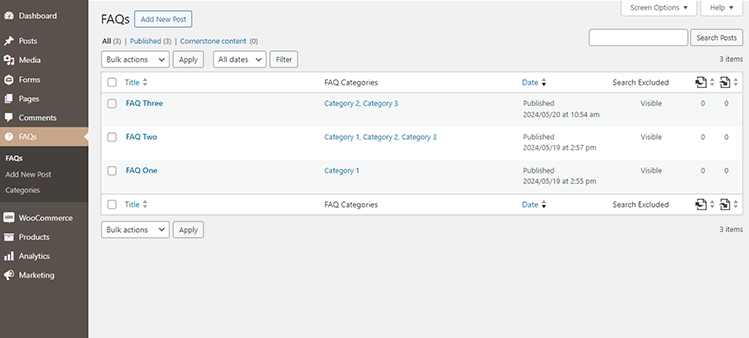 FAQ Backend Posts