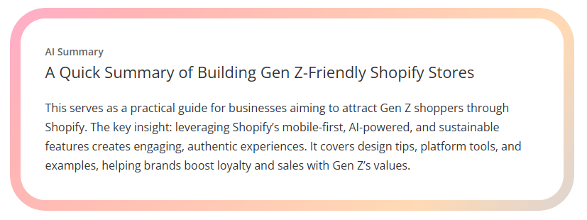 AI Summary Frontend Display