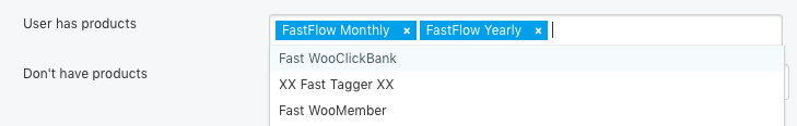 Show or hide for Fast Member products