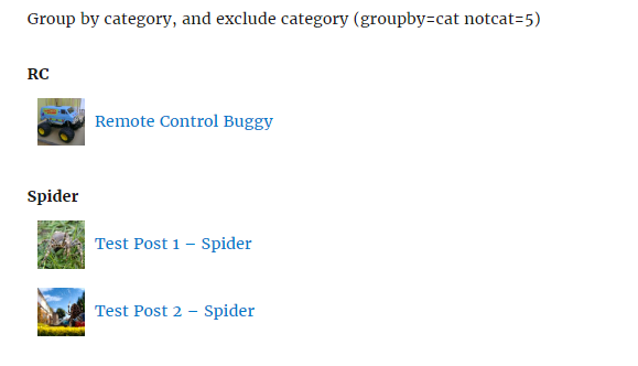 Screenshot 2. A list of posts with thumbnails and grouped by category.