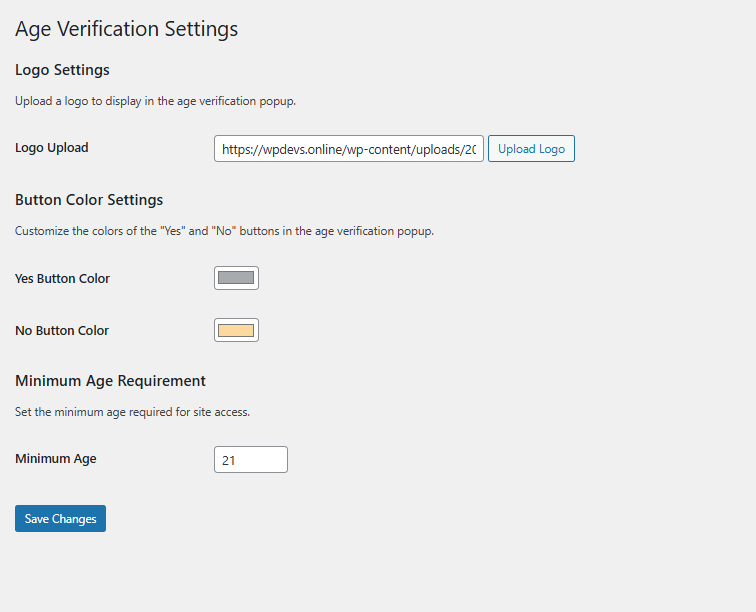 Settings page to customize the popup.