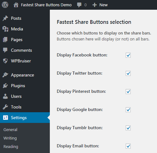 Fastest share buttons compatibility management settings