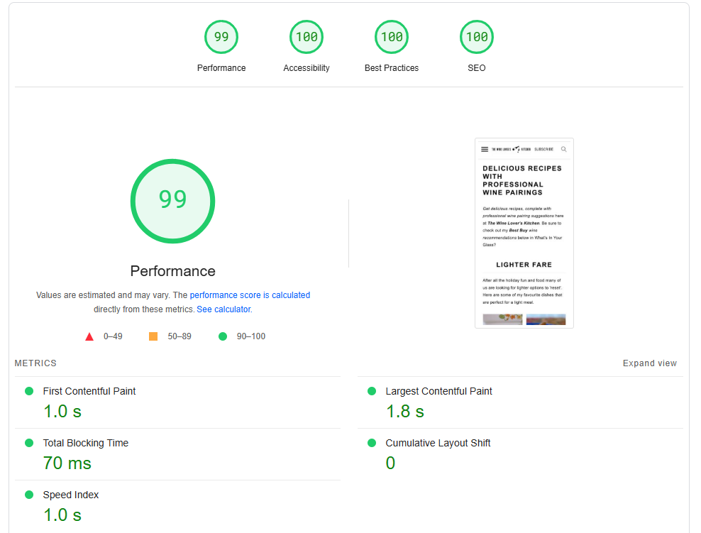 Settings page - Cache status