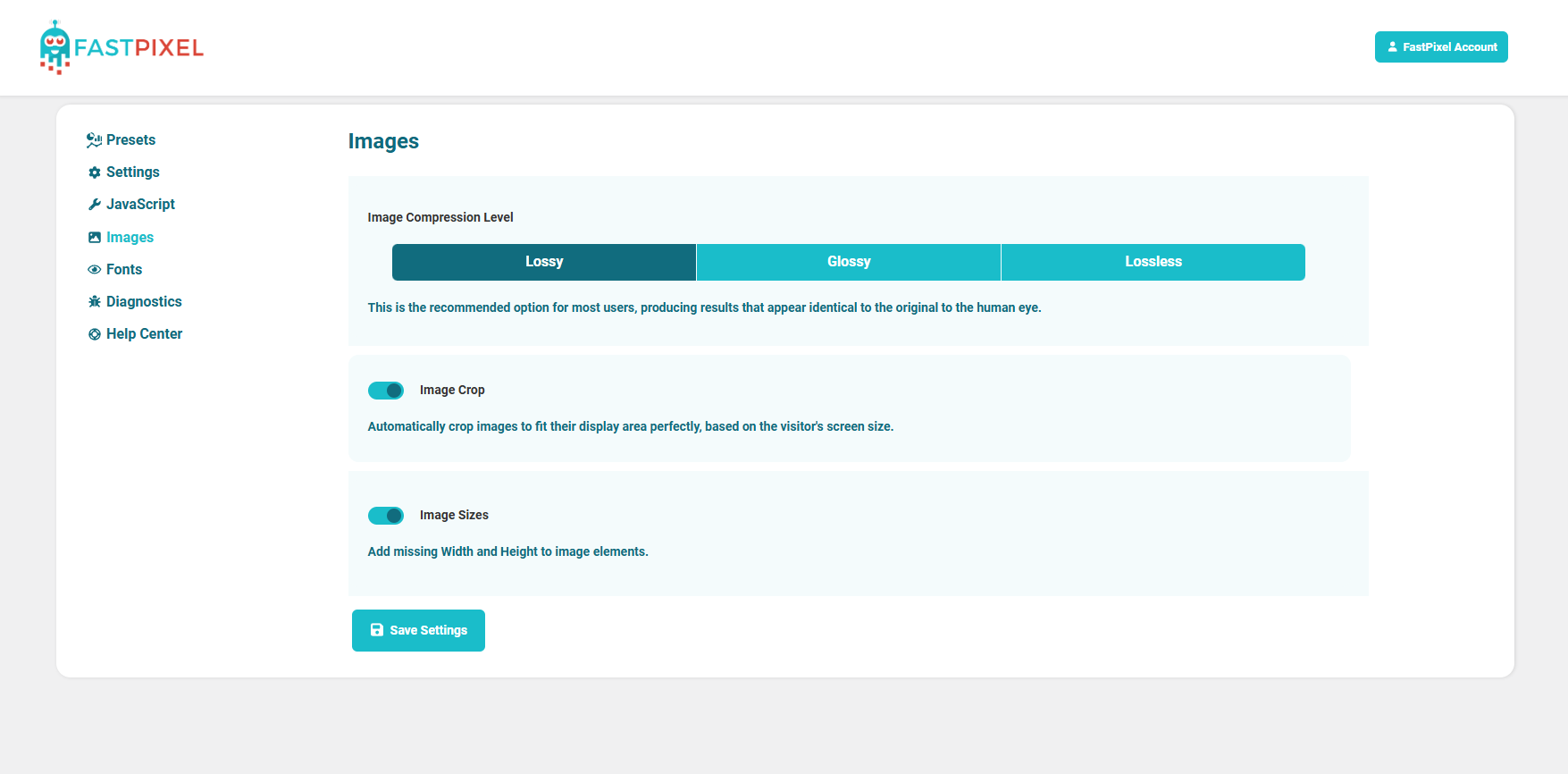 Settings page - Fonts