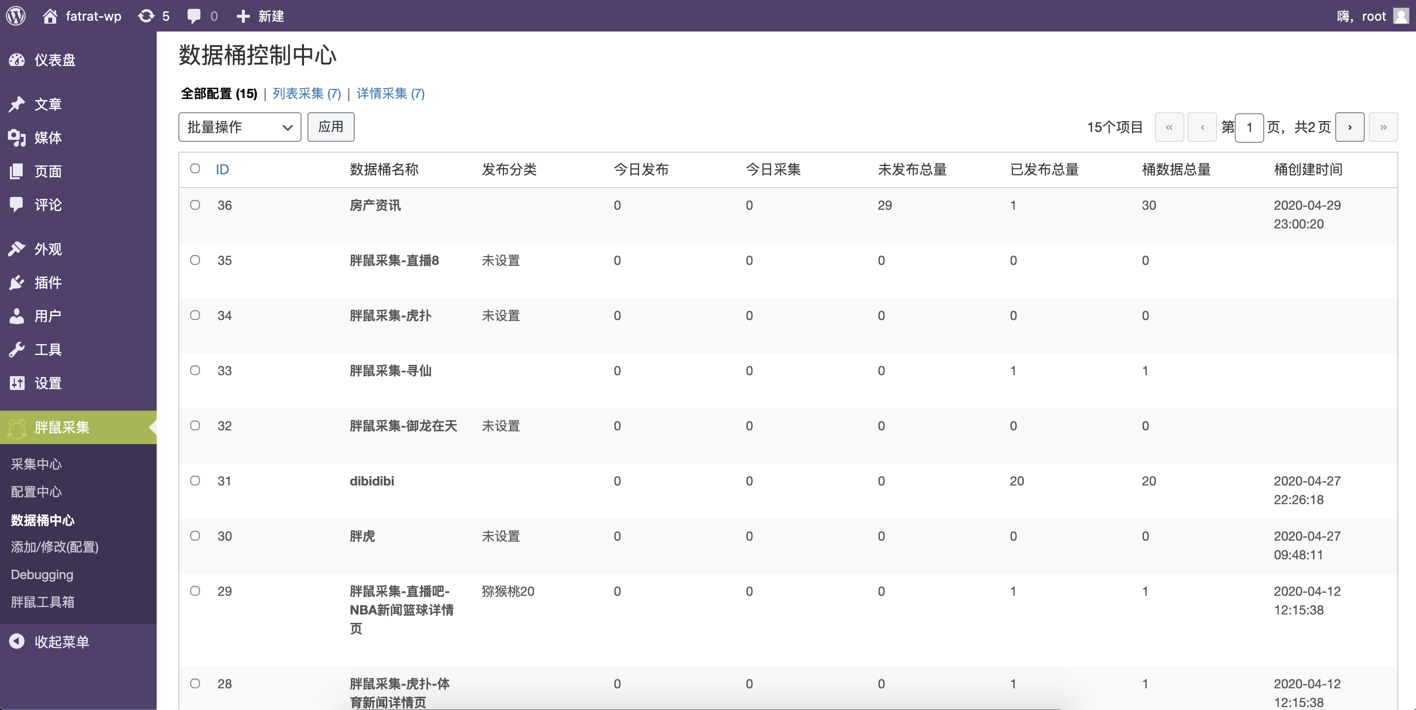 发布文章的数据桶