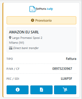 Integrazione nell'Ordine: Esito finale con fattura "Consegnata" e metadati visibili.