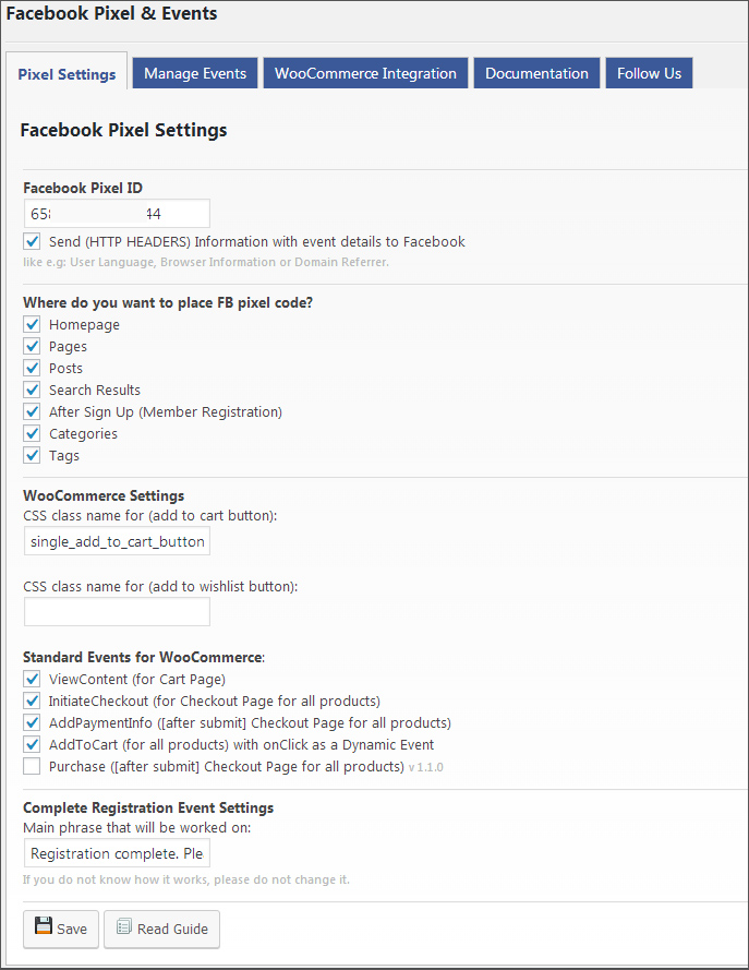 Results from Facebook Pixel Helper Chrome Extention