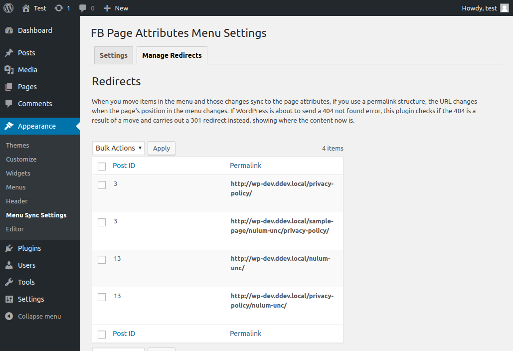 Manage the auto-redirects that are set up when your menu changes change the parent url portions