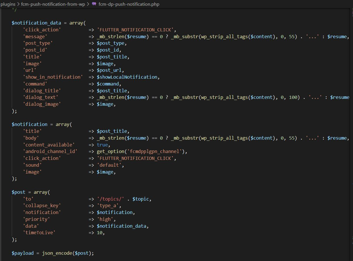 Notification and data message fields.