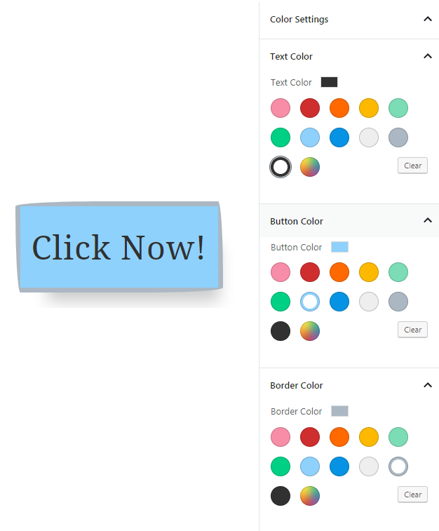 Color Settings for Text, Background, Border