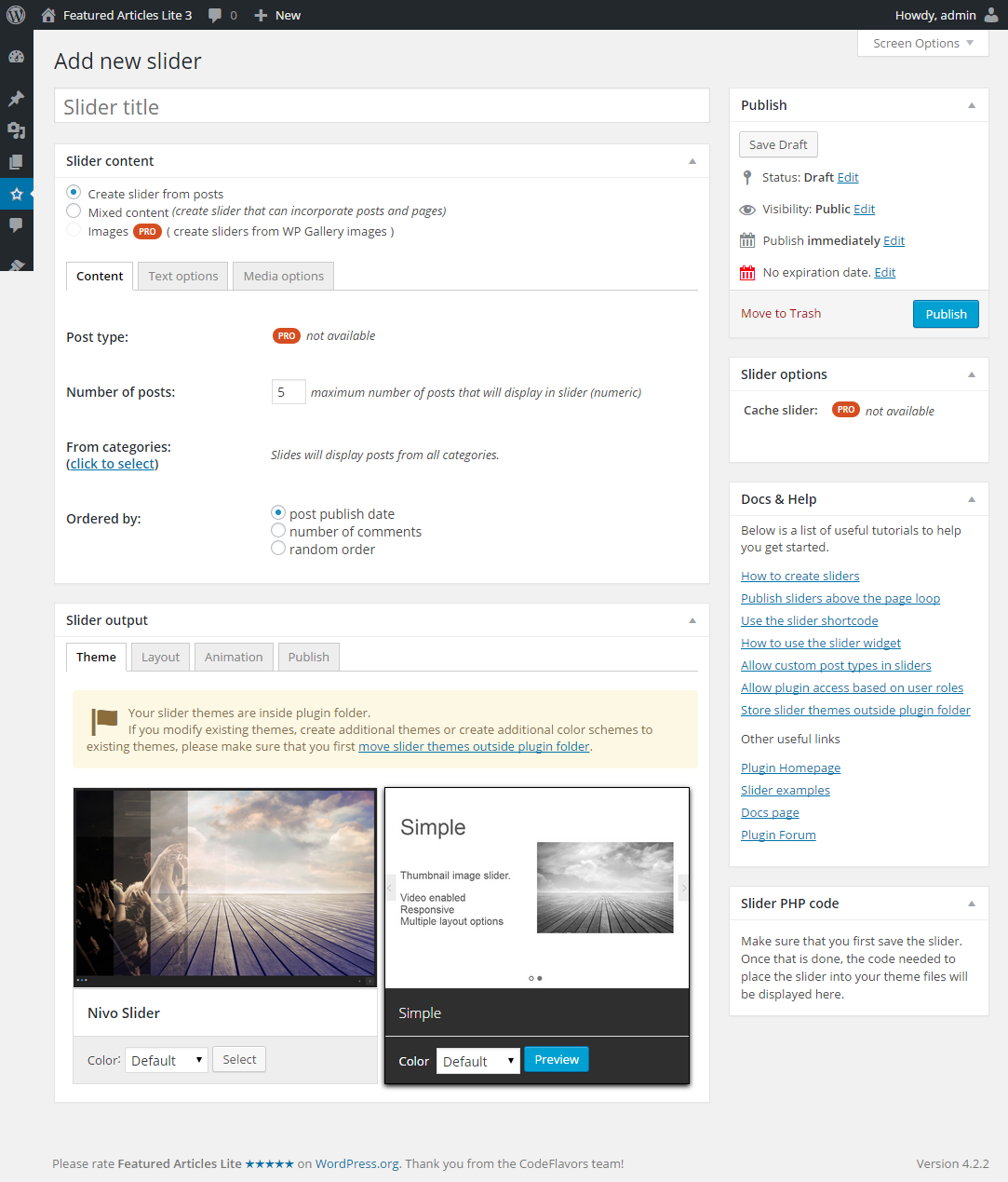 Create new slider screen