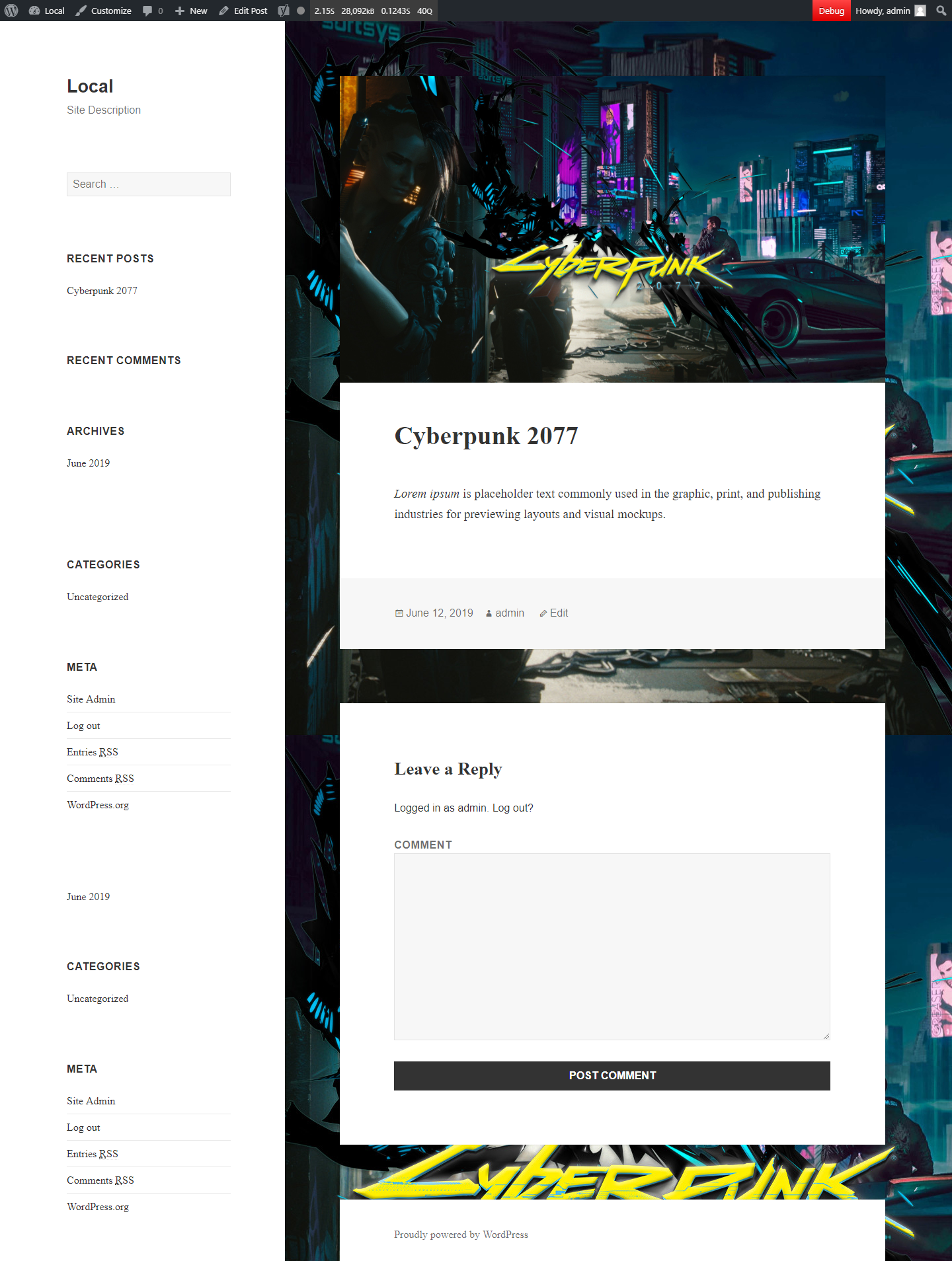 Featured Background Image preview in post