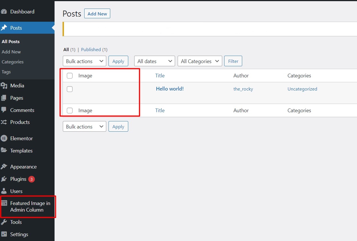 Featuted Image Location on Post List