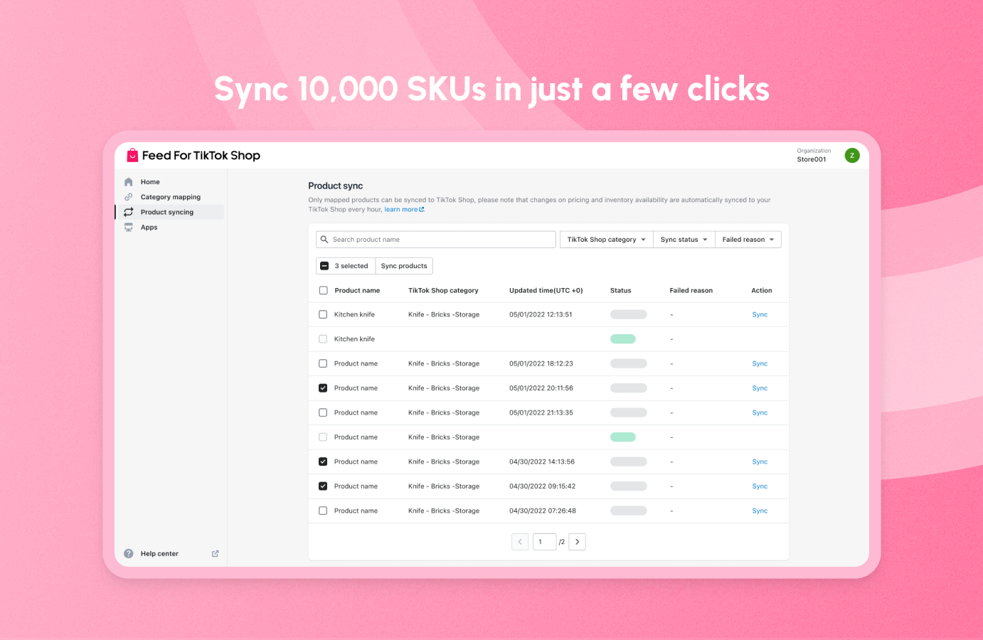 Sync 10,000 SKUs in just a few clicks