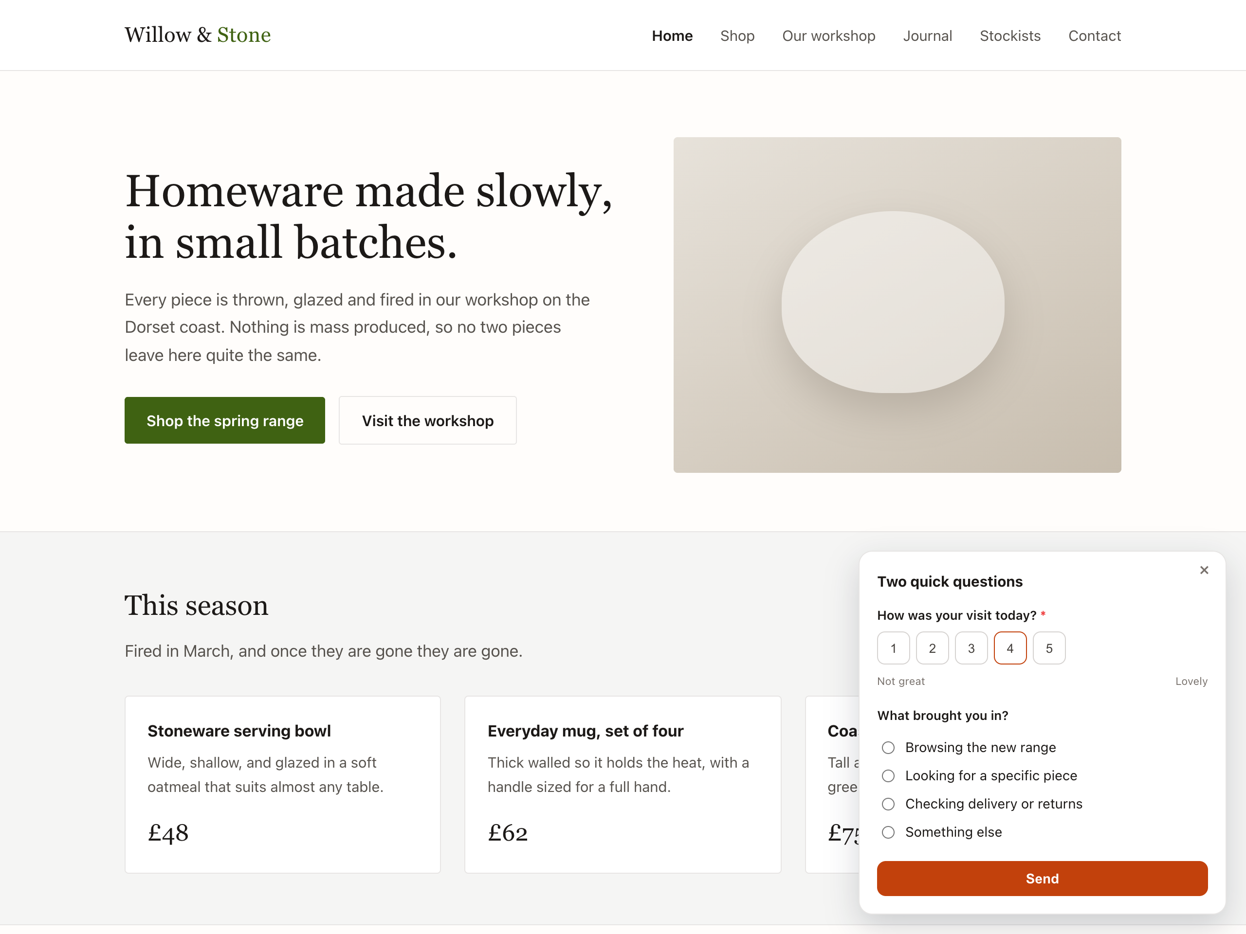A survey / CSAT prompt collecting a rating.
