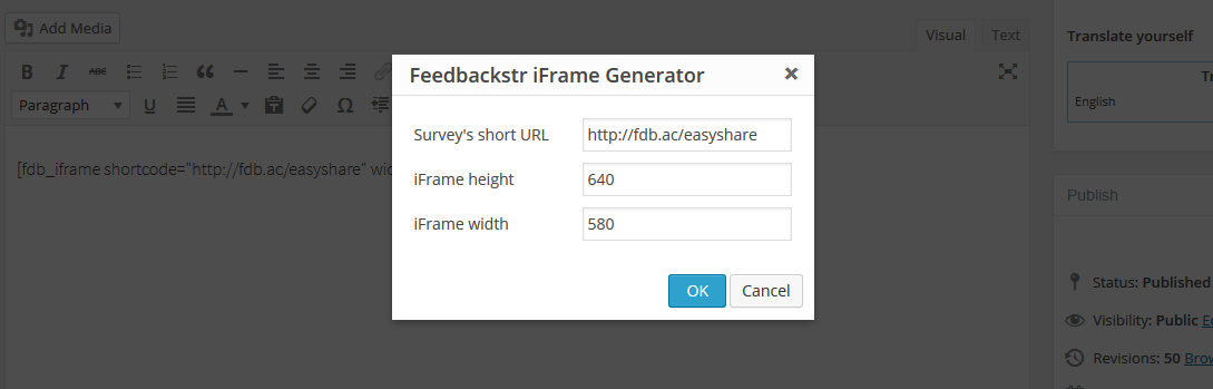 Feedbackstr iFrame Generator