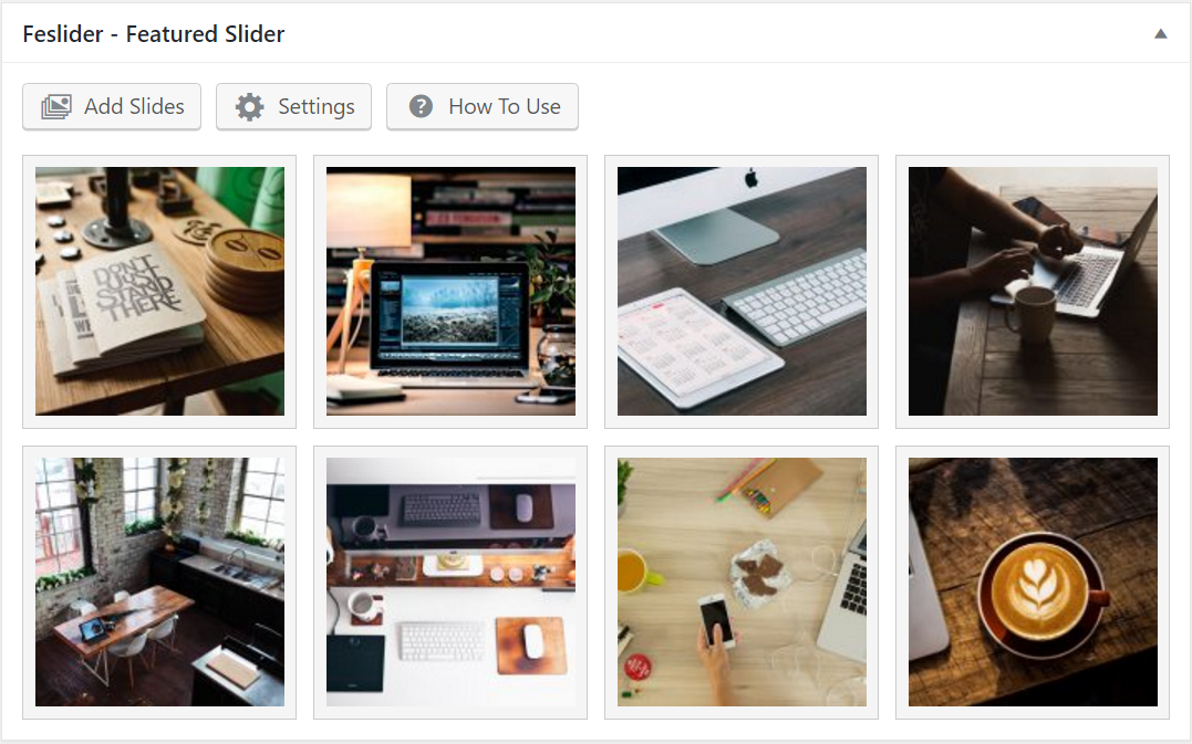Feslider metabox on admin post editor.