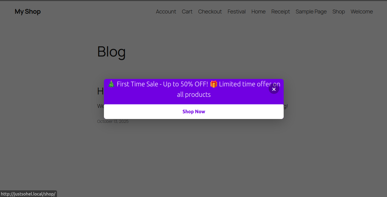 Example of a banner displayed as a popup.