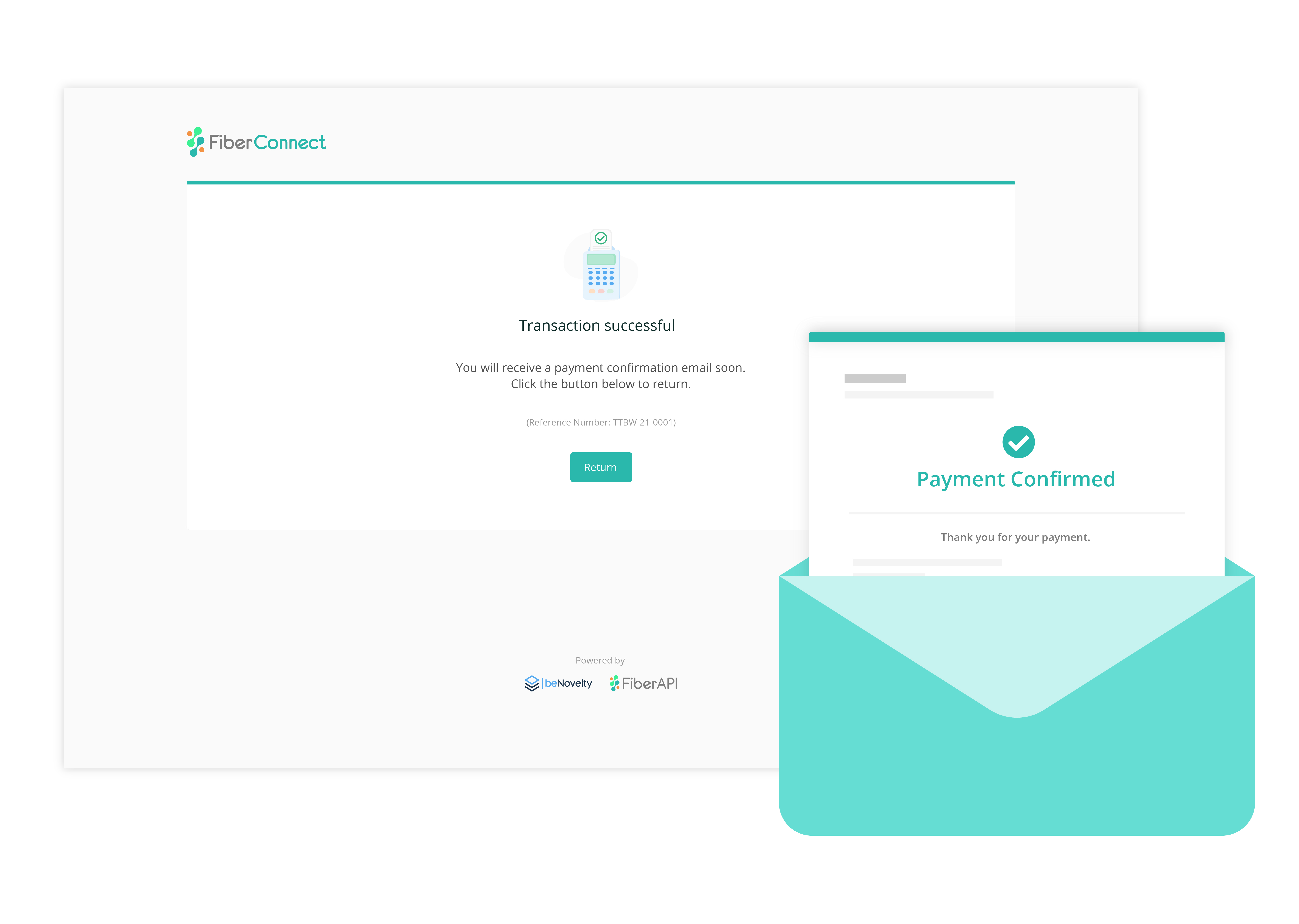 Fiber Payment Successful Page + Payment Confirmation Email Illustration