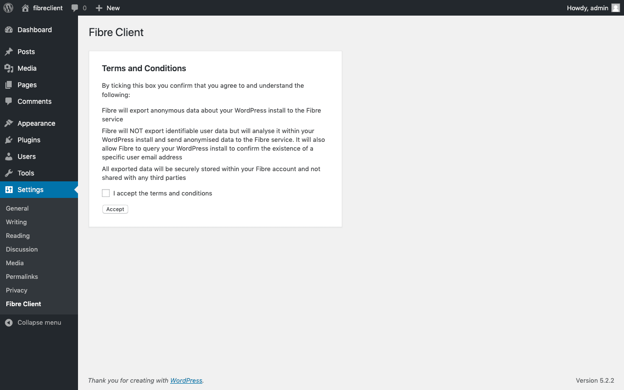 Fibre terms and conditions acceptance page