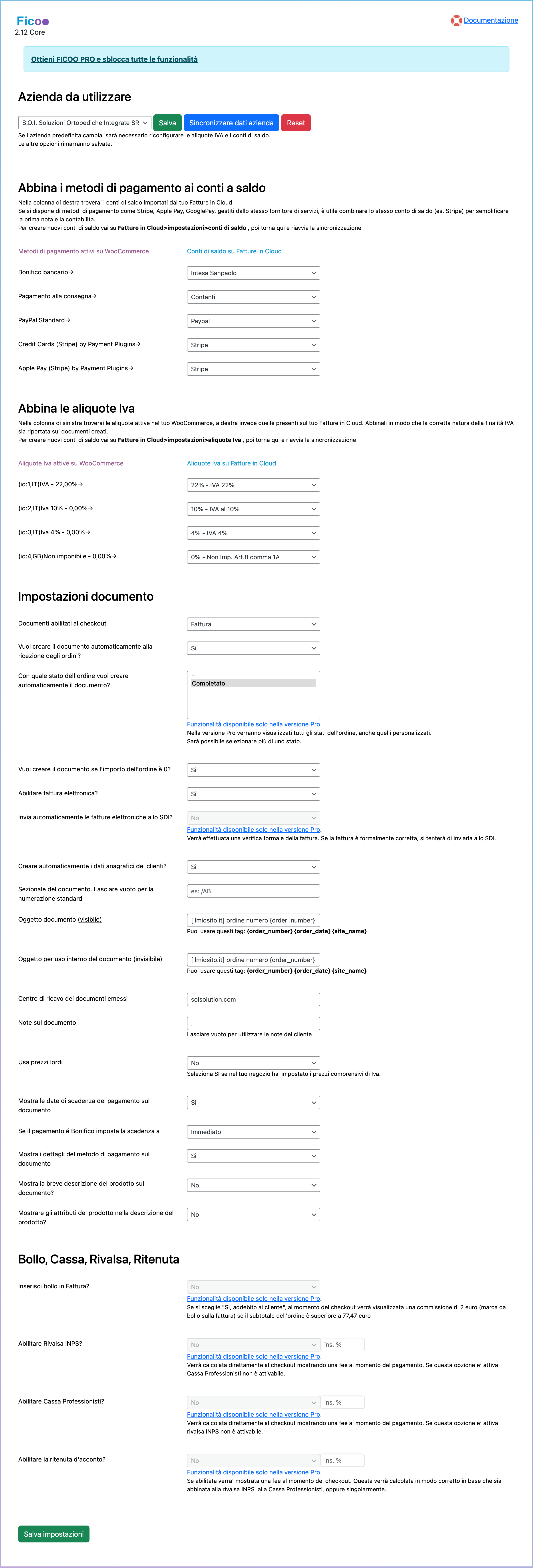 Impostazioni documento