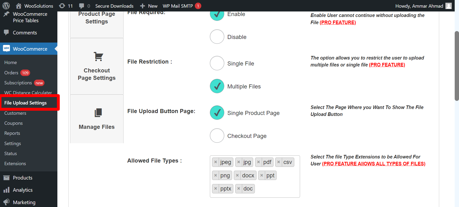 File Upload For WooCommerce Settings