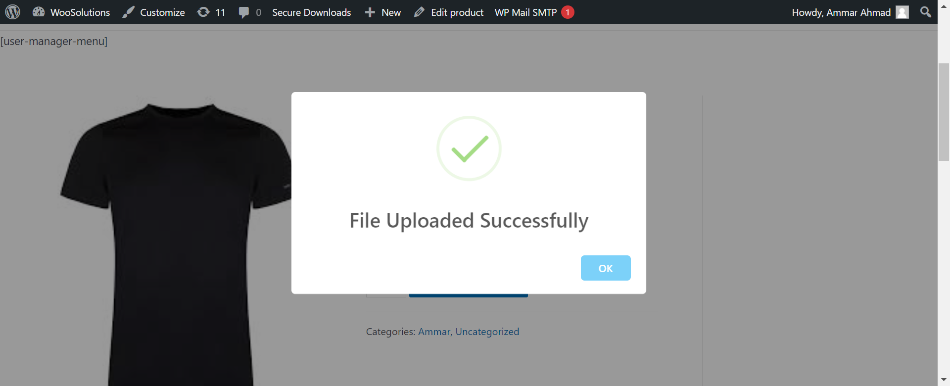 Successfull File Upload Message