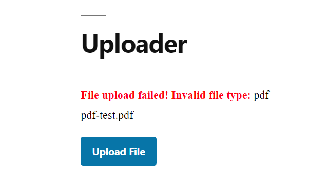 An example of a failed file upload