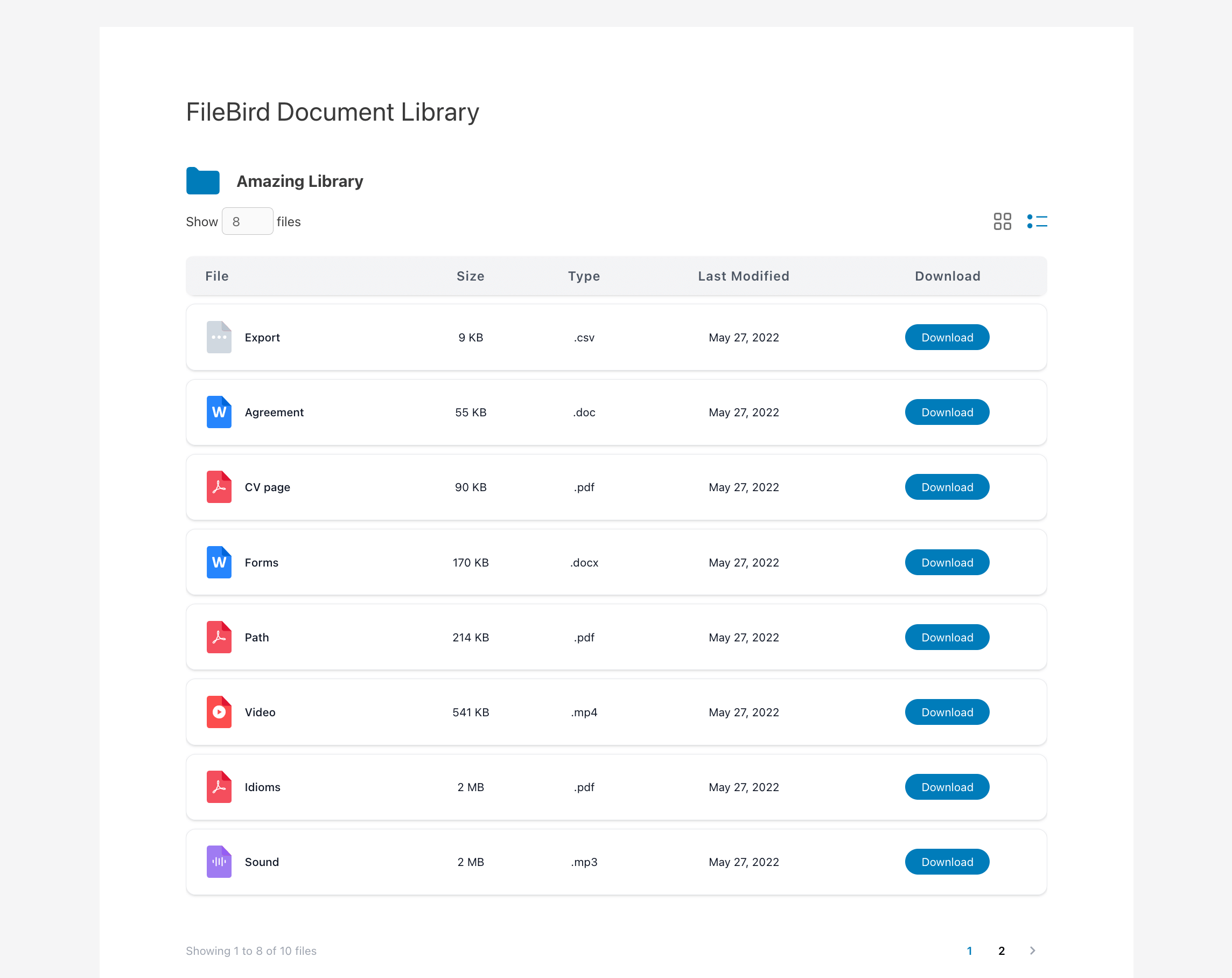 Document library published in List layout