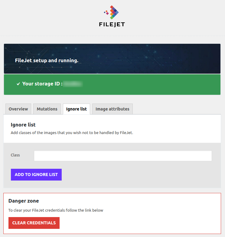 FileJet Pro - ignore list settings