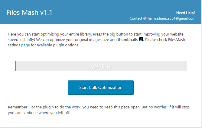 Just One Click to optimize all of the images.