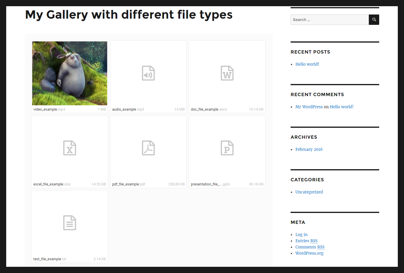 Files.fm Gallery’s grid view with different type files