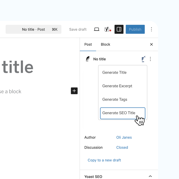 Post editor: generate meta title and description.