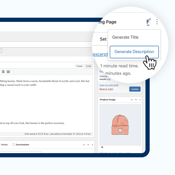 WooCommerce product page: generate product description.