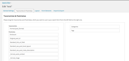 Choose the custom fields and taxonomies