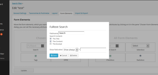 Configure the fulltext element