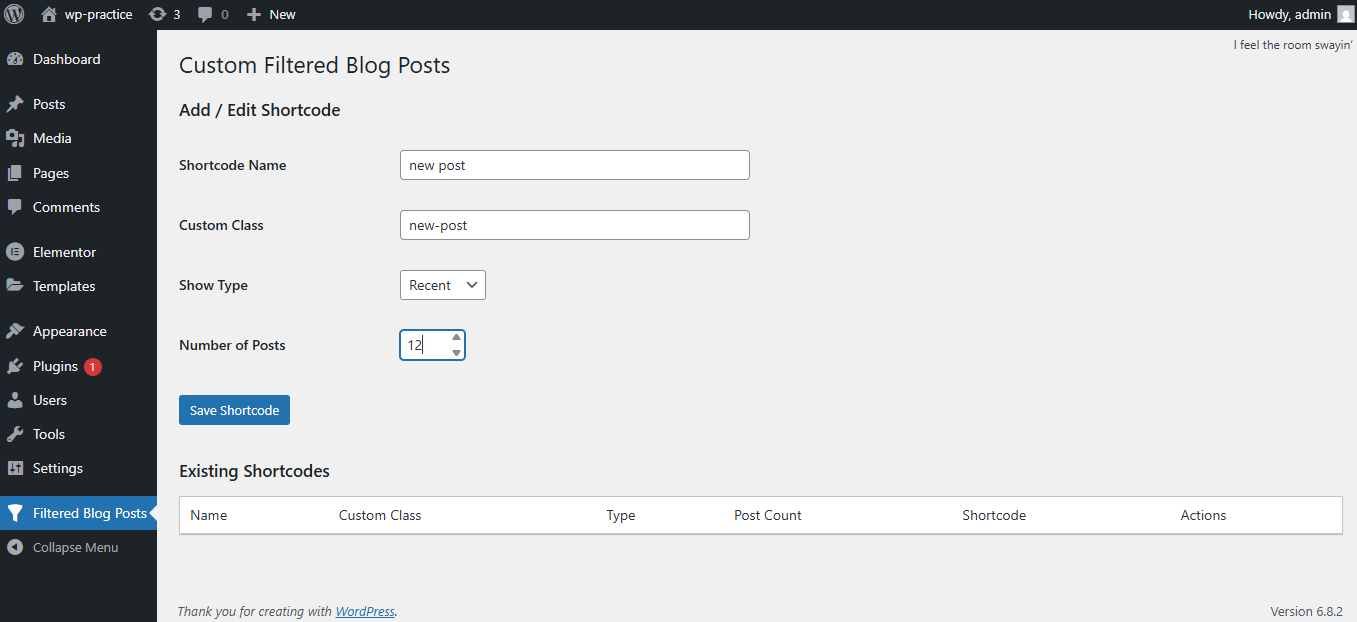 Shortcode rendering on frontend with filter buttons