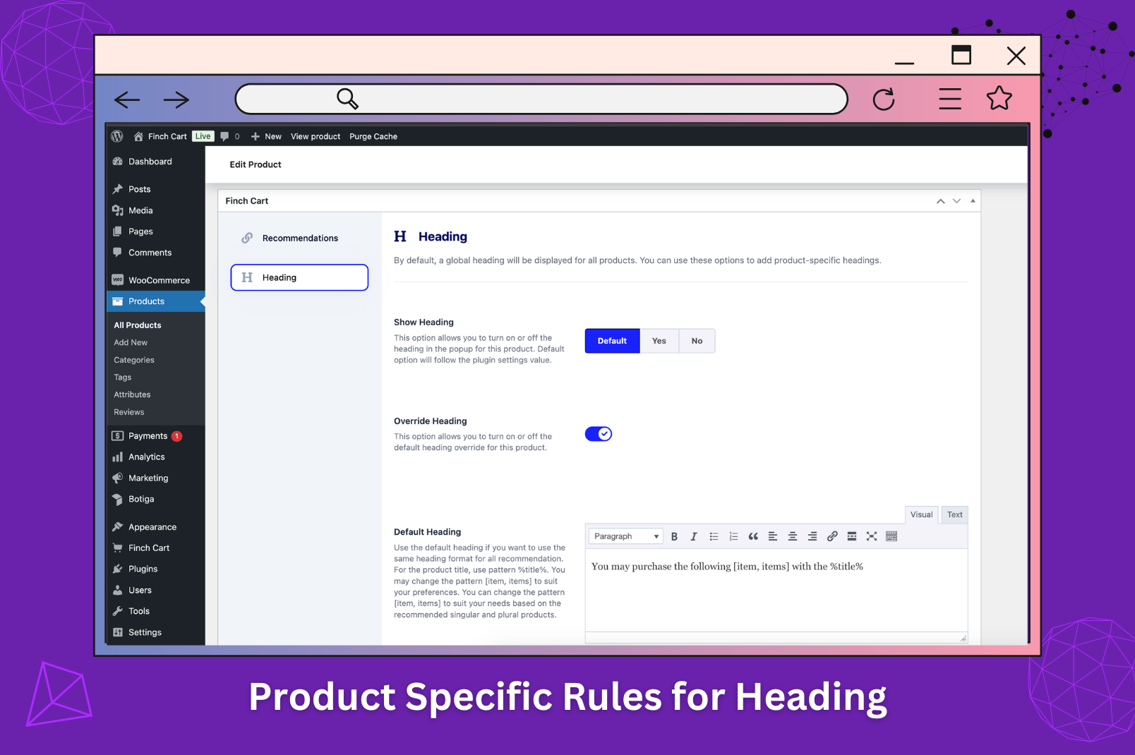 Finch Cart Product Recommendations - Notification Settings.
