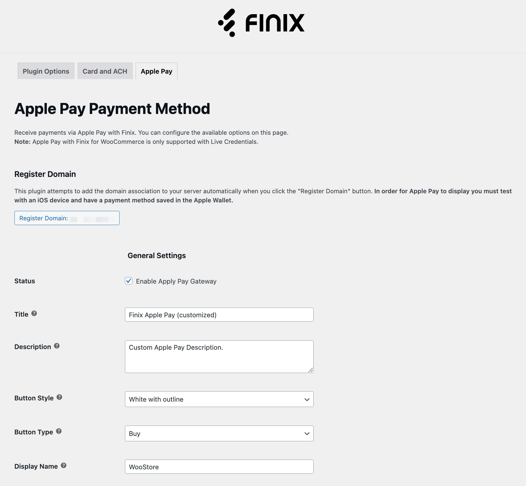 Apple Pay payment method settings