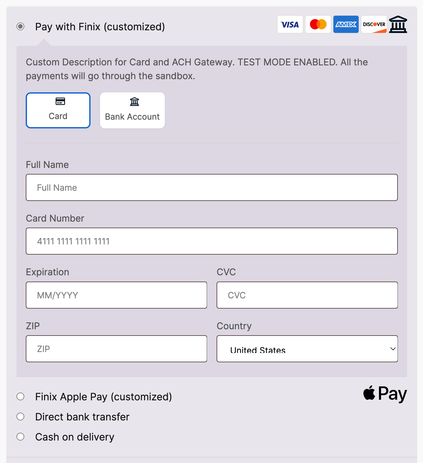 Google Pay payment method settings