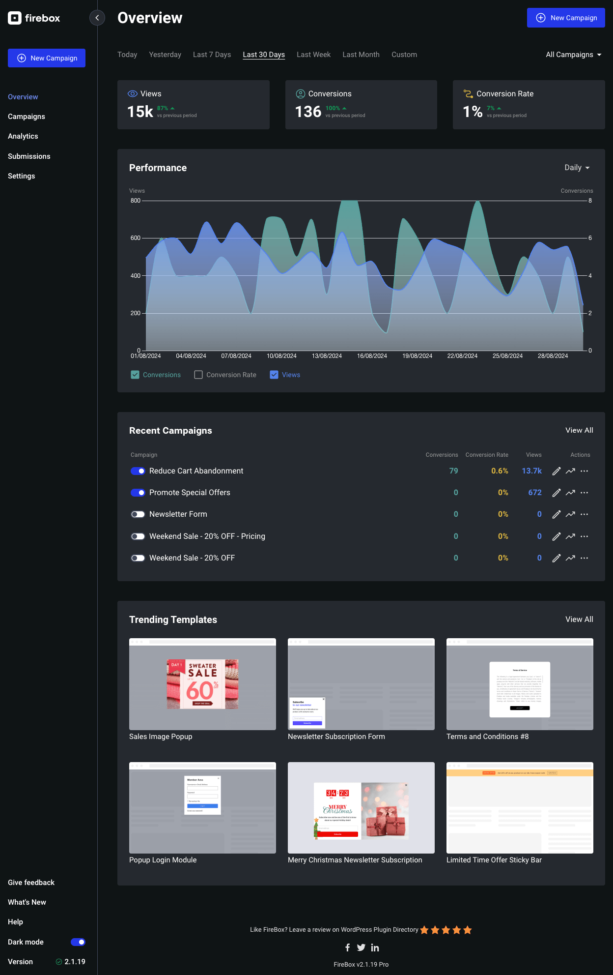 Easily customize your popup with a plethora of animation effects, opening sounds, and display frequency controls. Trigger popups with floating buttons.