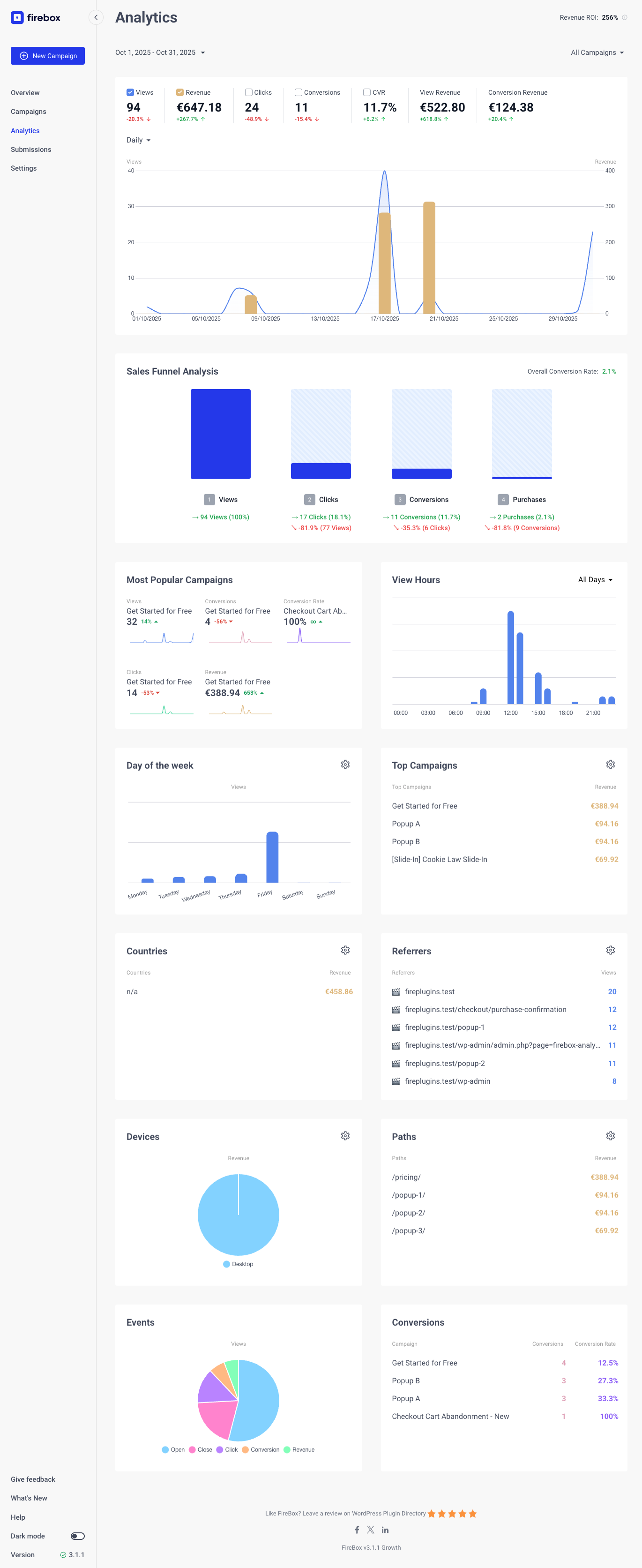 Choose the close button placement: display it inside the popup, outside the popup, or hide it.