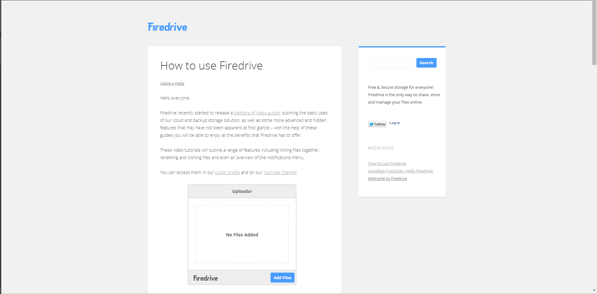 Example uploader widget in a post