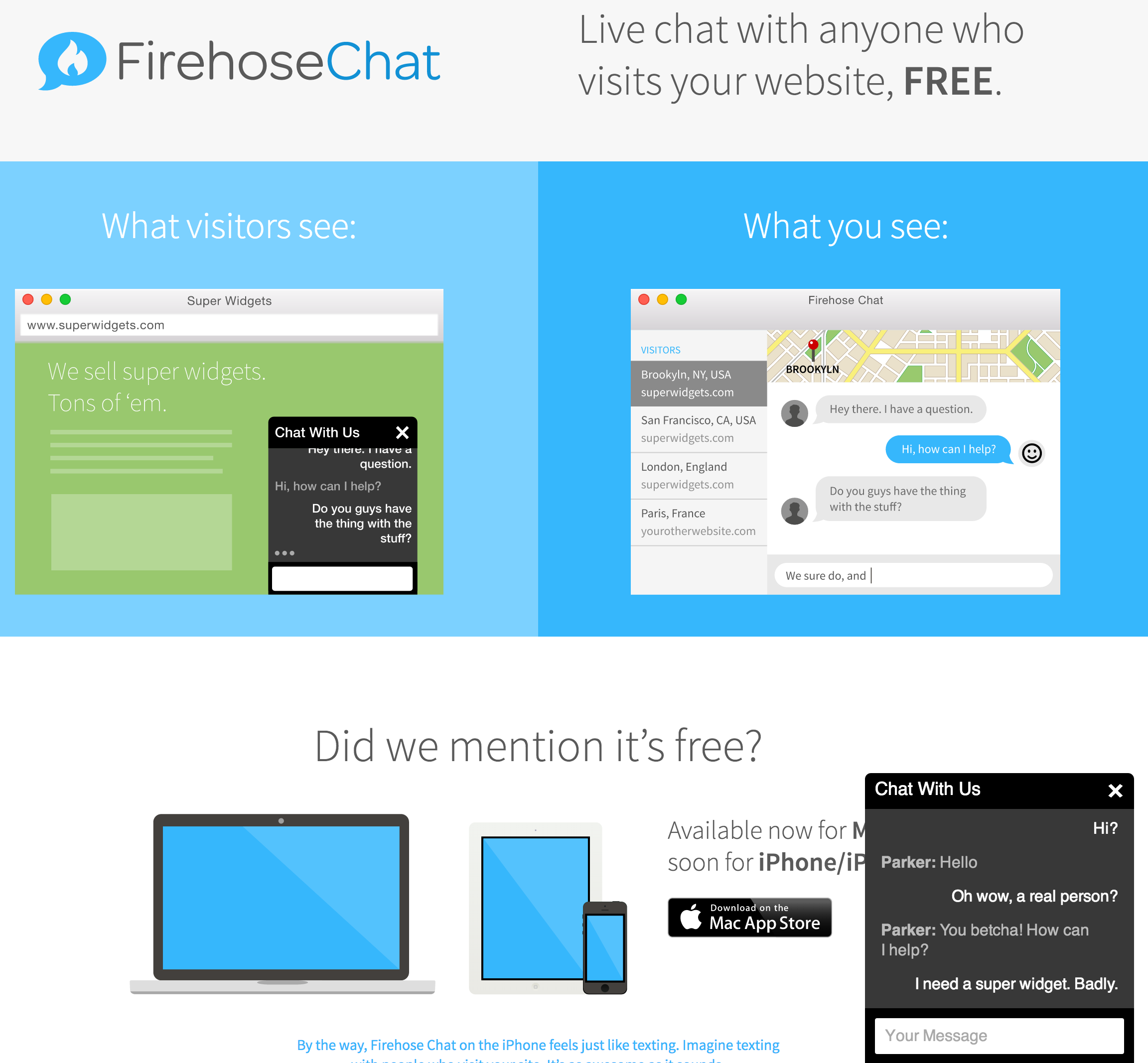 The default chat widget in place on a page
