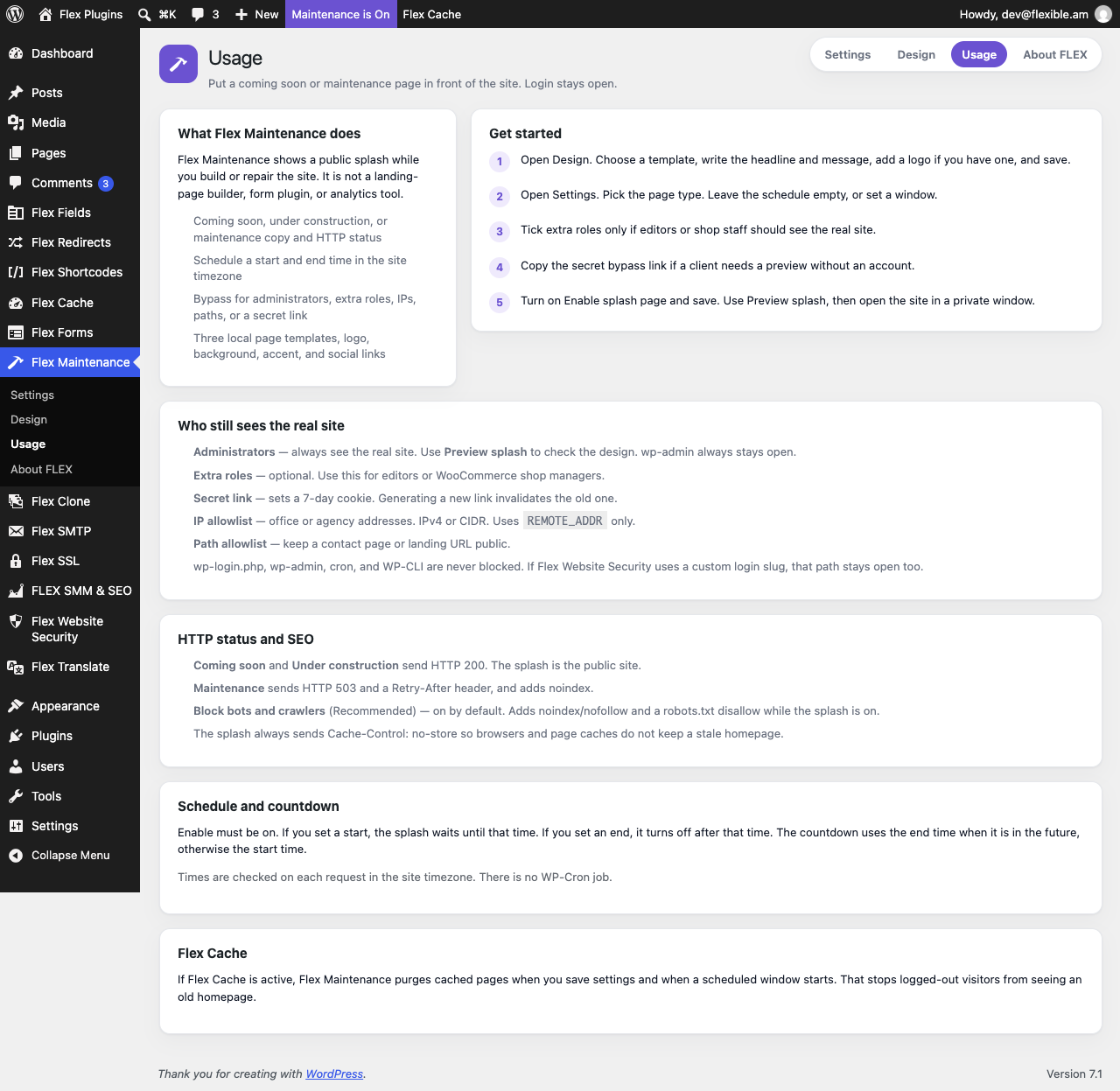 Usage — in-plugin guide