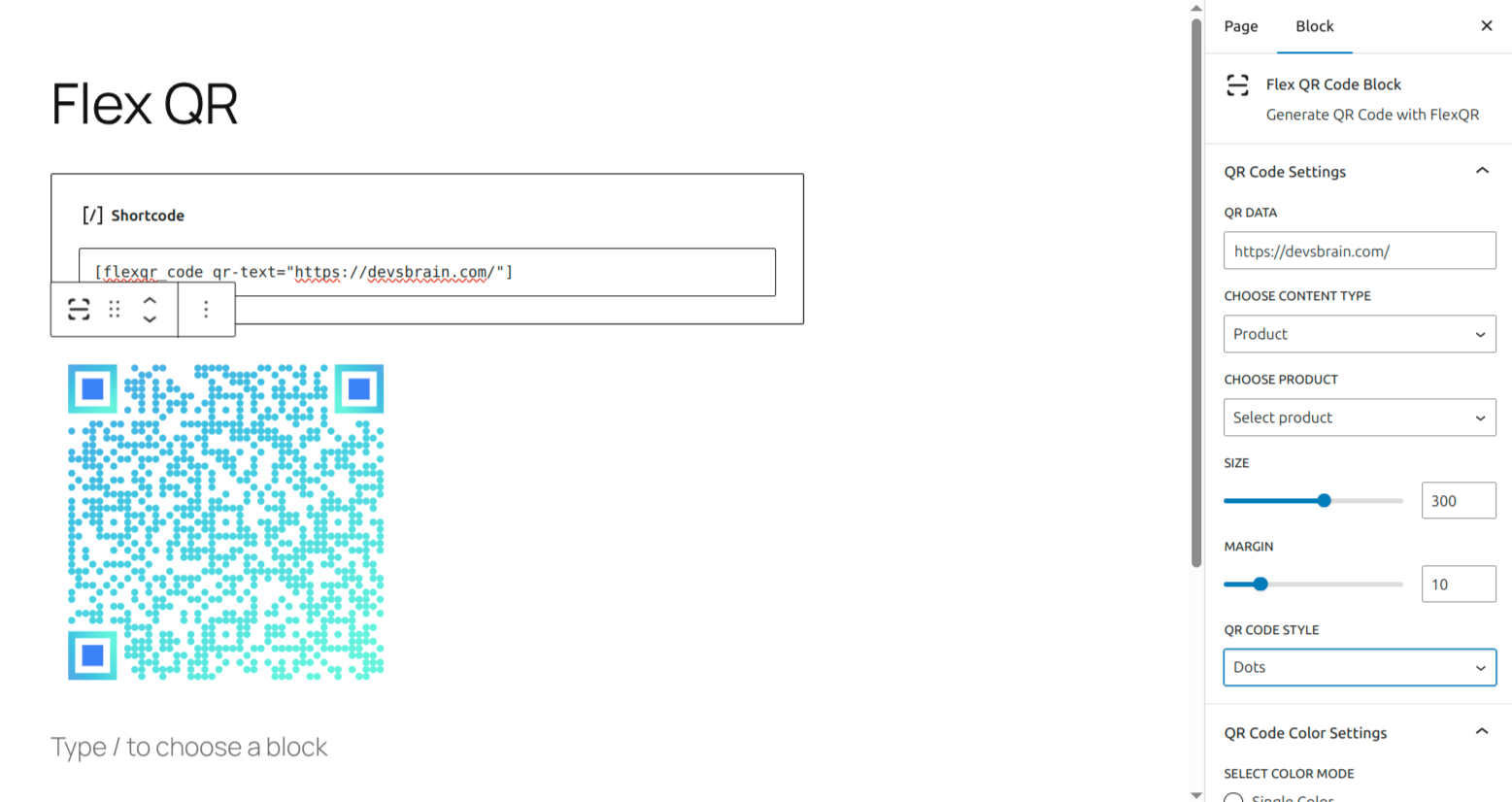 Add QR code block in any page or post with wp default editor(pro)  screenshot-4.png