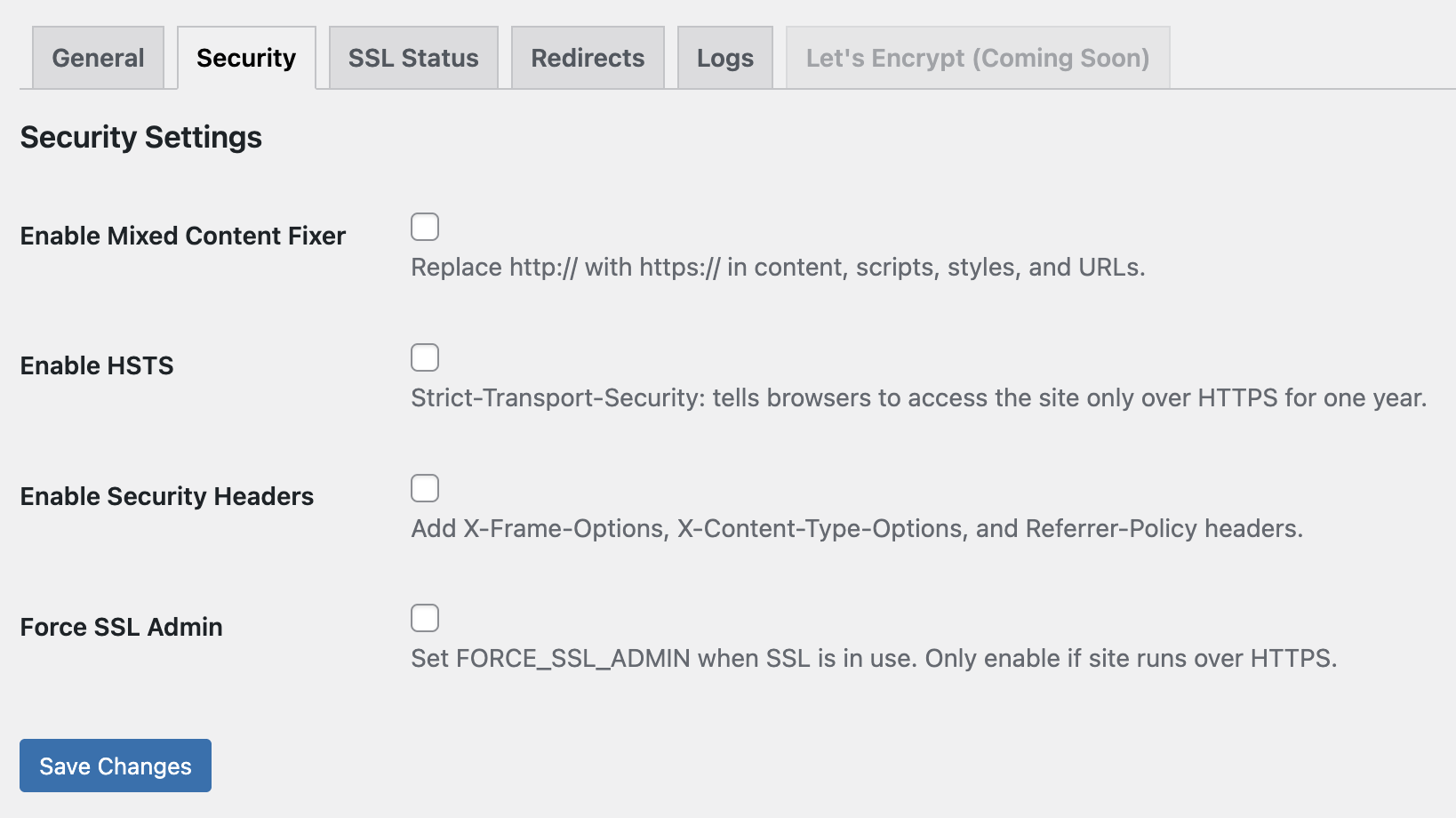**SSL Status** – View if SSL is enabled and check certificate expiry.