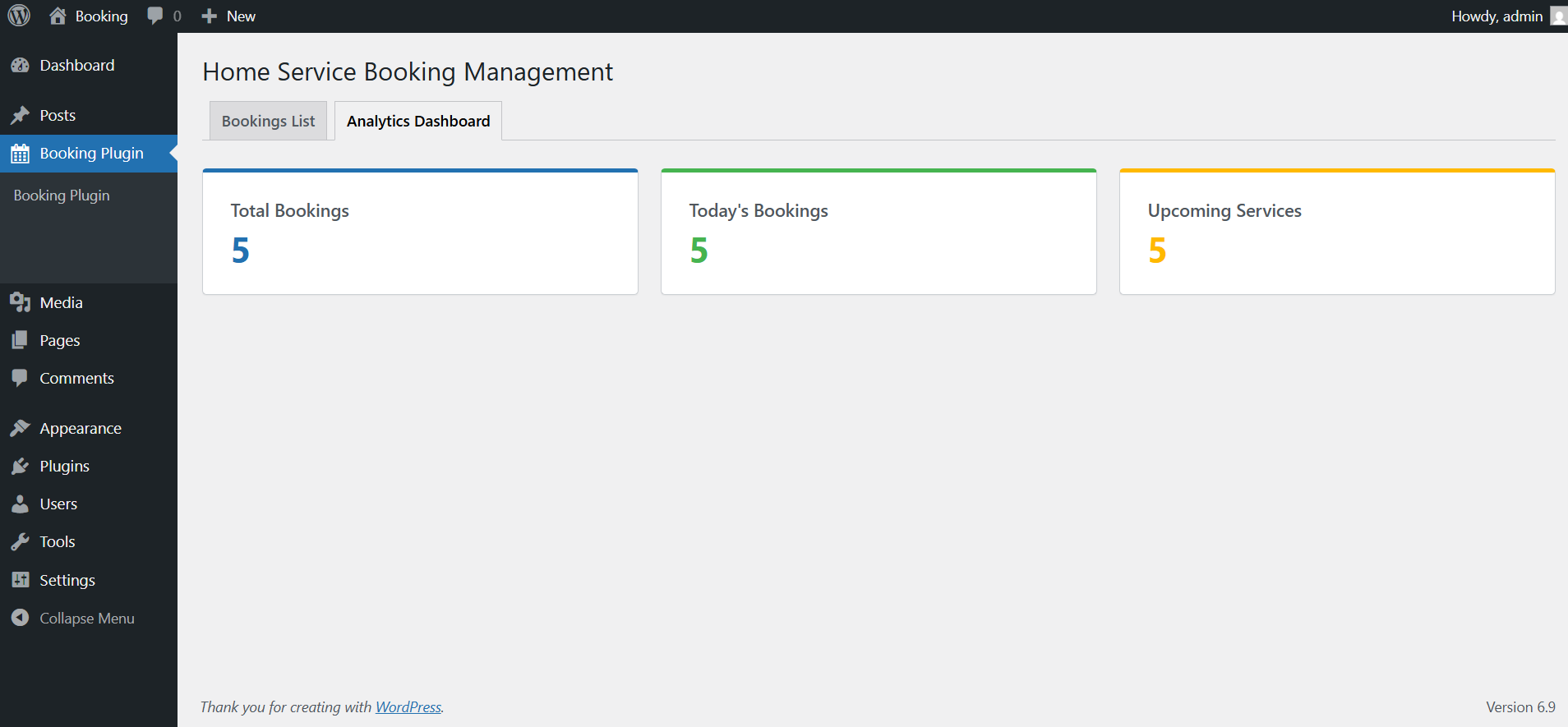 screenshot-2.png - Home Service Booking Analytics Dashboard: Visual representation of booking trends and data.