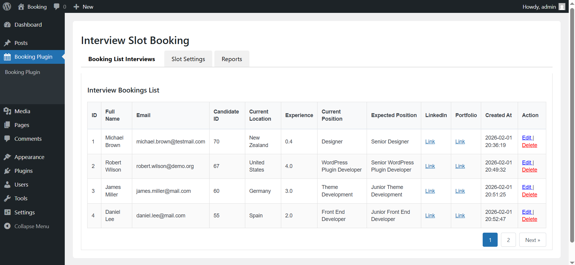 screenshot-3.png - Interview Slot Booking List: Clean table layout to manage interview slots easily.